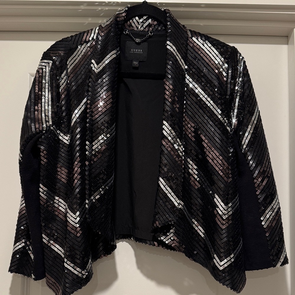 Guess Black and Silver Sequin Cardigan